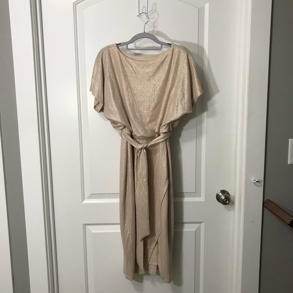 Kensie Shimmery Champagne Midi Dress
